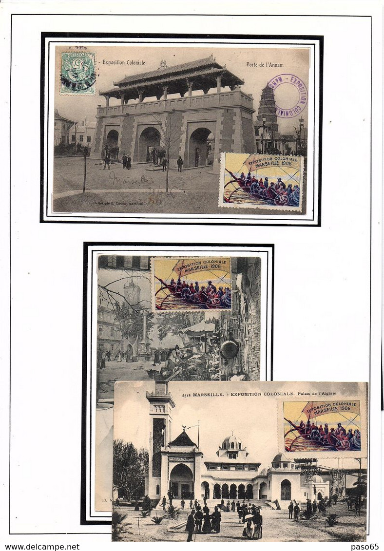 6 CPA AVEC VIGNETTES EXPO COLONIALE MARSEILLE 1906 - Other & Unclassified