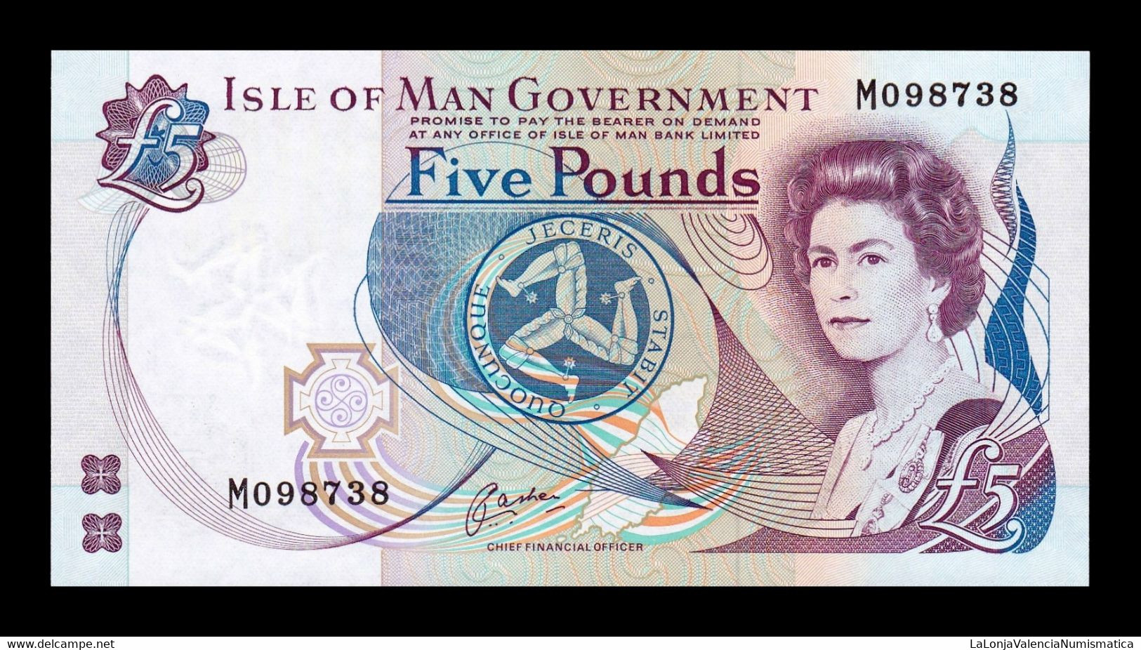 Isle Of Man - Isla De Man 5 Pounds Elizabeth II 1991 Pick 41b SC UNC - 5 Pounds