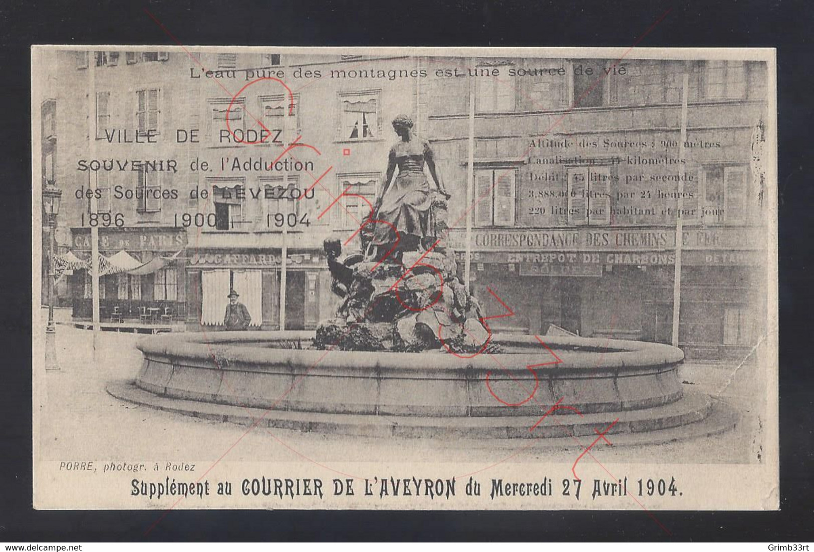 Ville De Rodez - Souvenir De L'Adduction Des Sources De Levezou 1896-1900-1904 - Courrier De L'Aveyron - Postkaart - Rodez