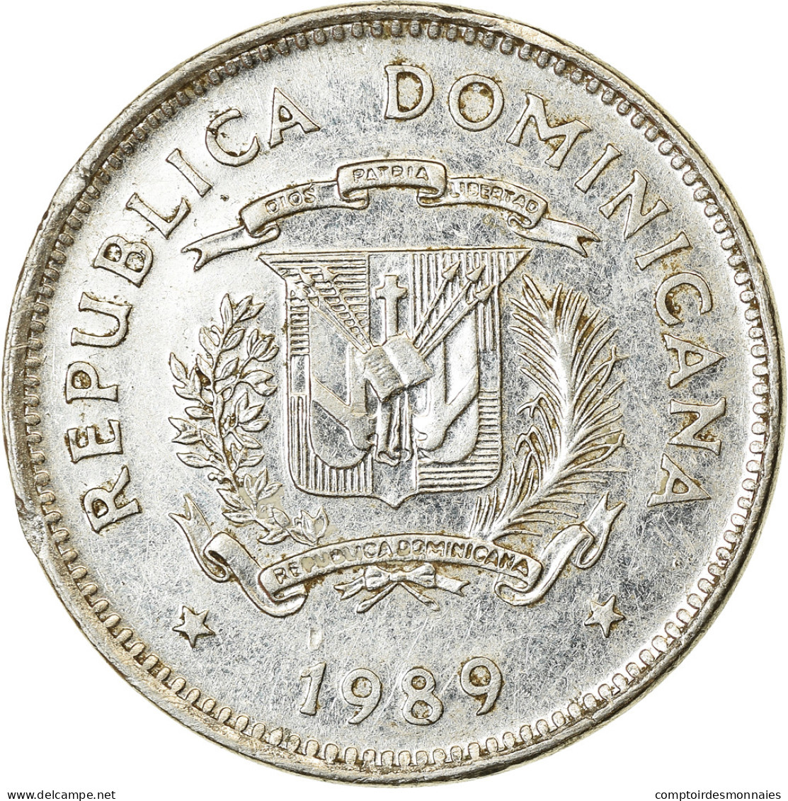 Monnaie, Dominican Republic, 5 Centavos, 1989, TTB, Nickel Clad Steel, KM:69 - Dominicaanse Republiek