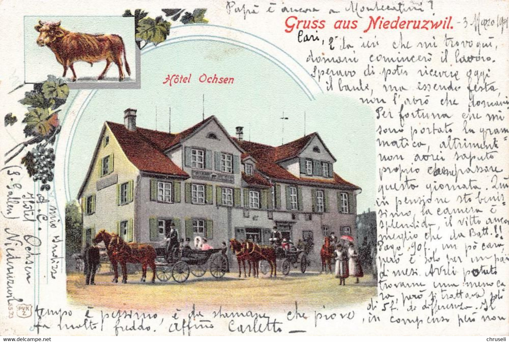 Niederuzwil Hotel Ochsen Pferdekutschen 1900 - Uzwil