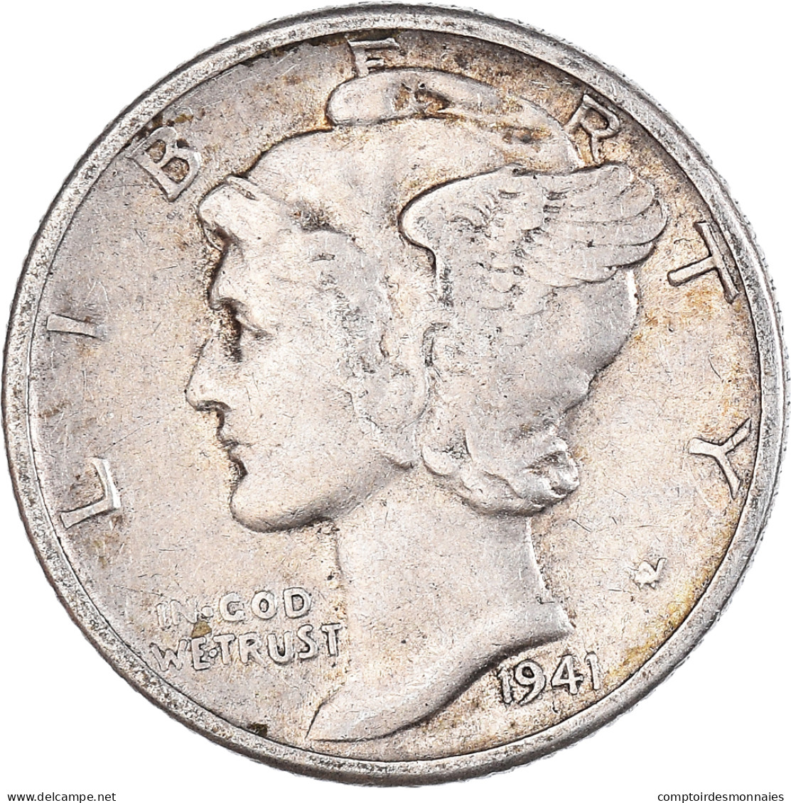 Monnaie, États-Unis, Dime, 1941 - 1916-1945: Mercury (kwik)