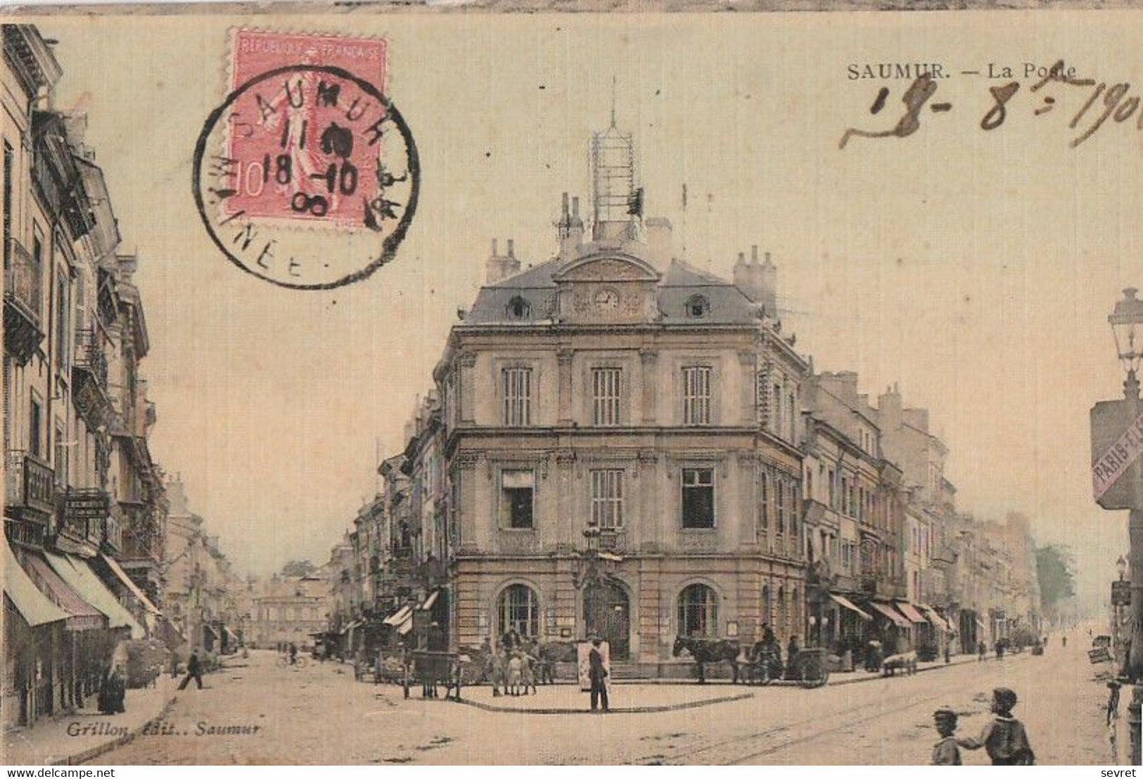 SAUMUR. -  La Poste. Belle Carte Toilée Couleur Pas Courante - Saumur