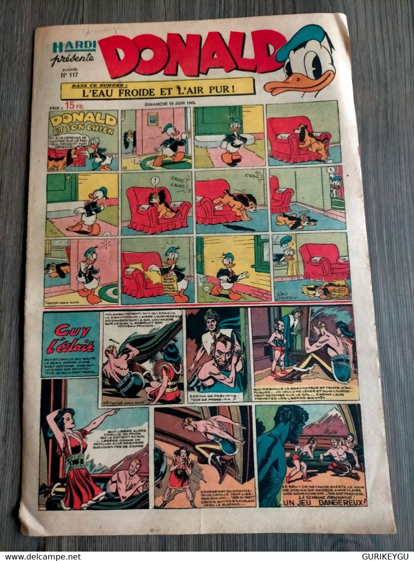 HARDI Présente DONALD N° 117 GUY L'ECLAIR Pim Pam Poum TARZAN MANDRAKE Luc Bradefer Le Pere LACLOCHE 19/06/1949 BE - Donald Duck