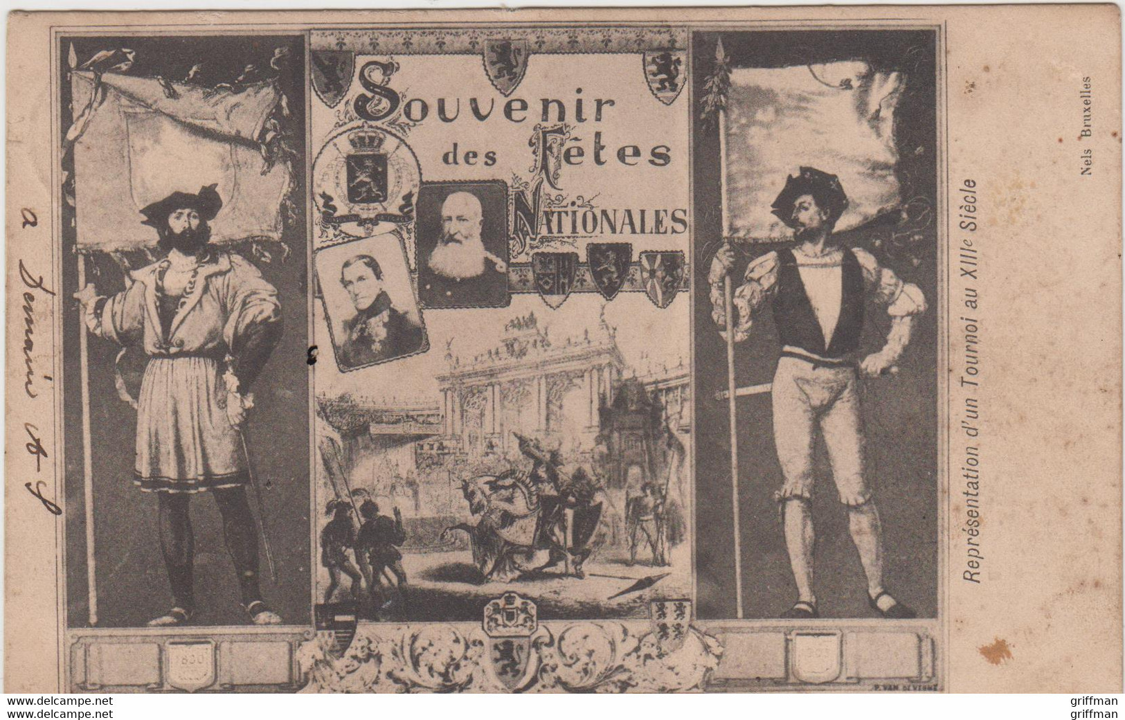 BRUXELLES SOUVENIR DES FETES NATIONALES 1905 PRECURSEUR REPRESENTATION D'UN TOURNOI AU XIIIe SIECLE - Feesten En Evenementen