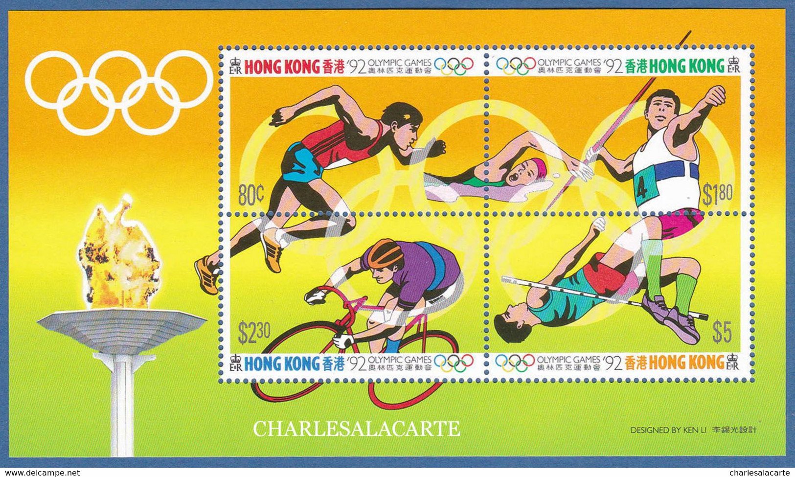 HONG KONG  1992  BARCELONA OLYMPIC GAMES  M.S. S.G MS 700  U.M. - Hojas Bloque