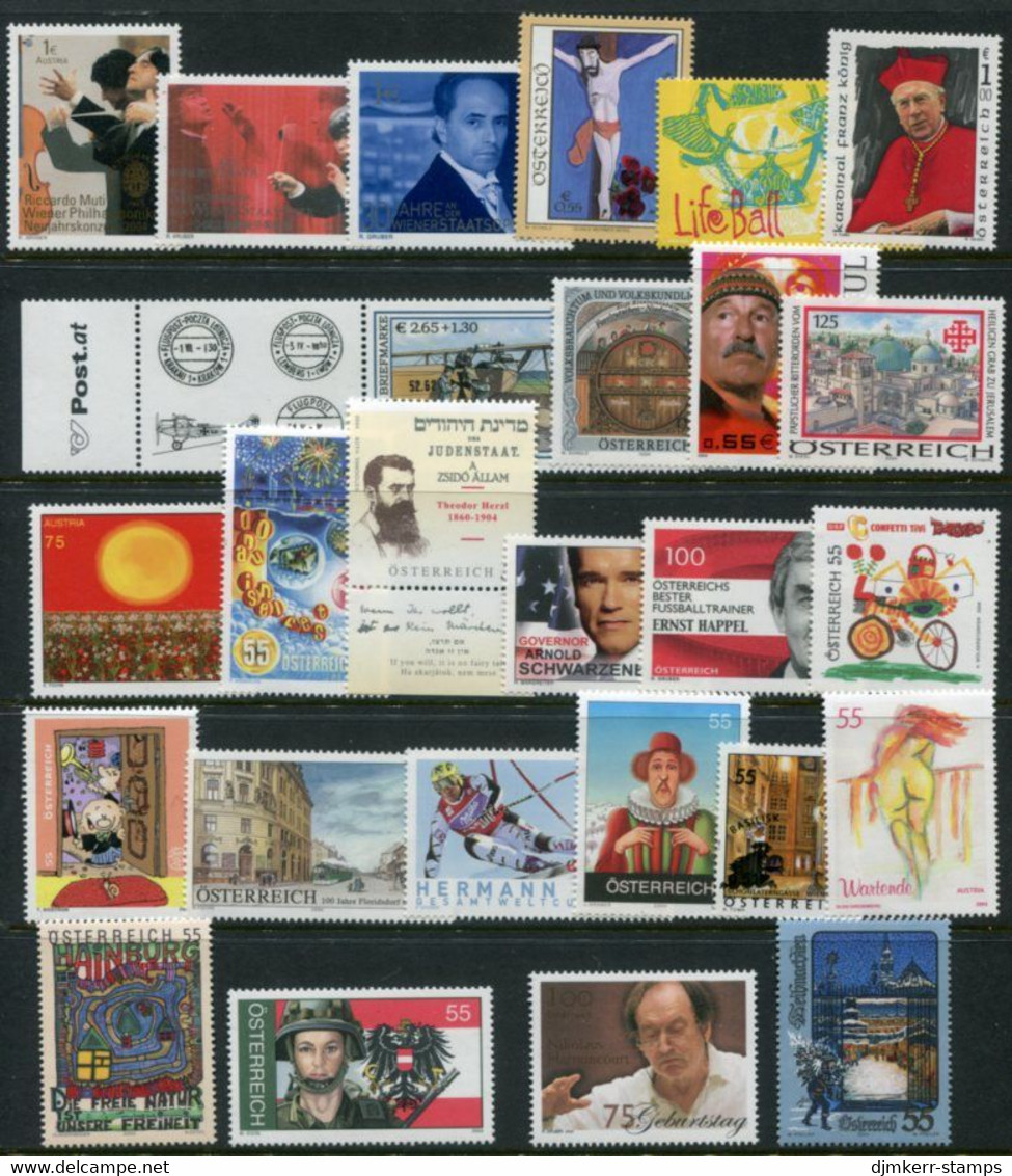 AUSTRIA  2004 Complete Issues Except Railways  III MNH / **.  Michel 2457-505 Except 2487, Blocks 23-26 - Neufs