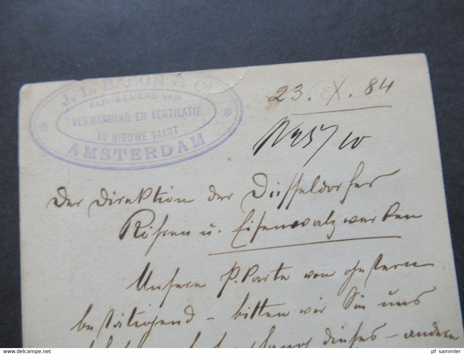 Niederlande 1884 Ganzsache Mit Zusatzfrankatur Auslands PK Amsterdam Nach Düsseldorf Oberbilk Mit Ank. Stempel - Briefe U. Dokumente