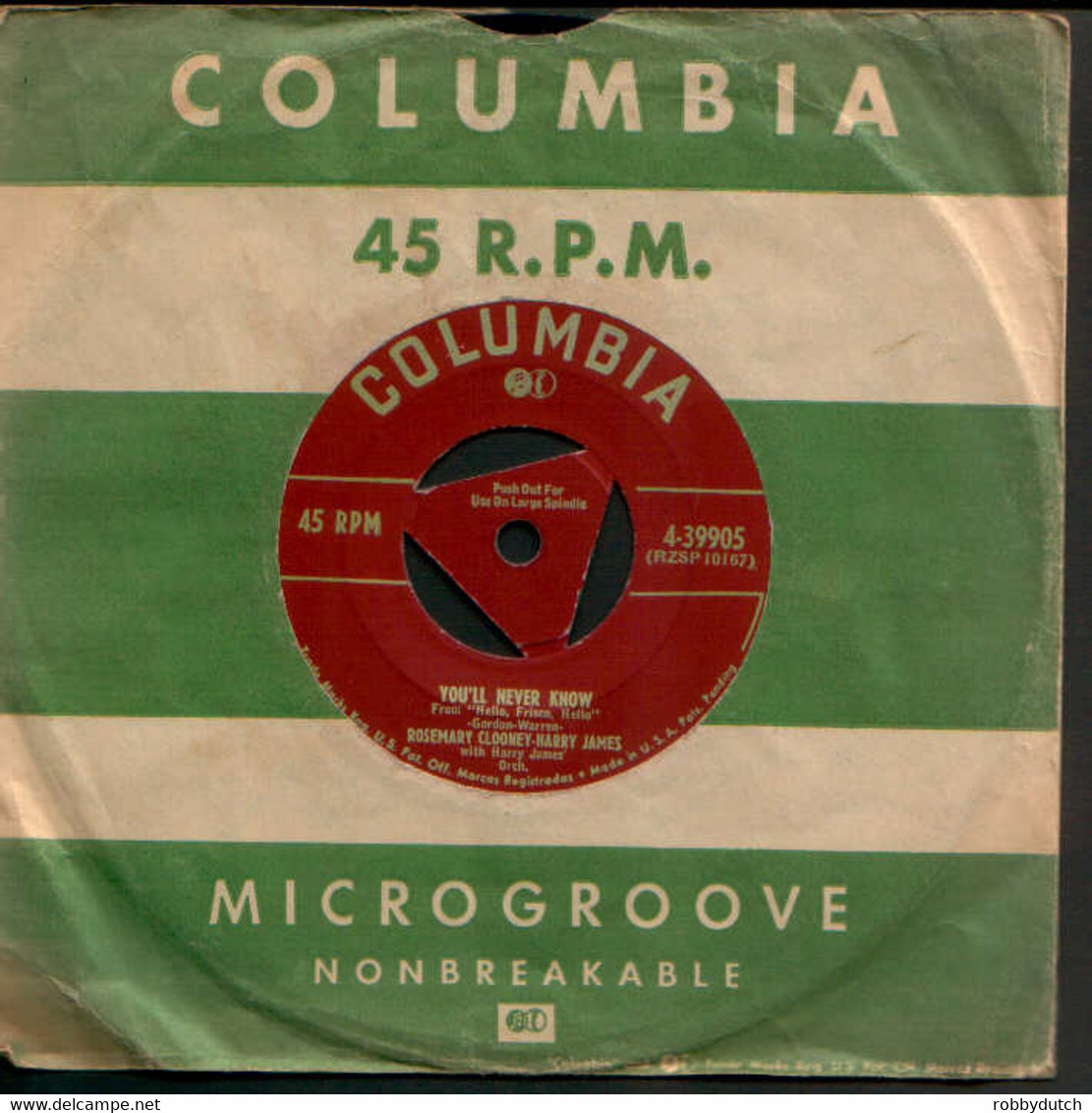 * 7" *  YOU' LL NEVER KNOW - ROSEMARY CLOONEY & HARRY JAMES (USA 1952) - Jazz