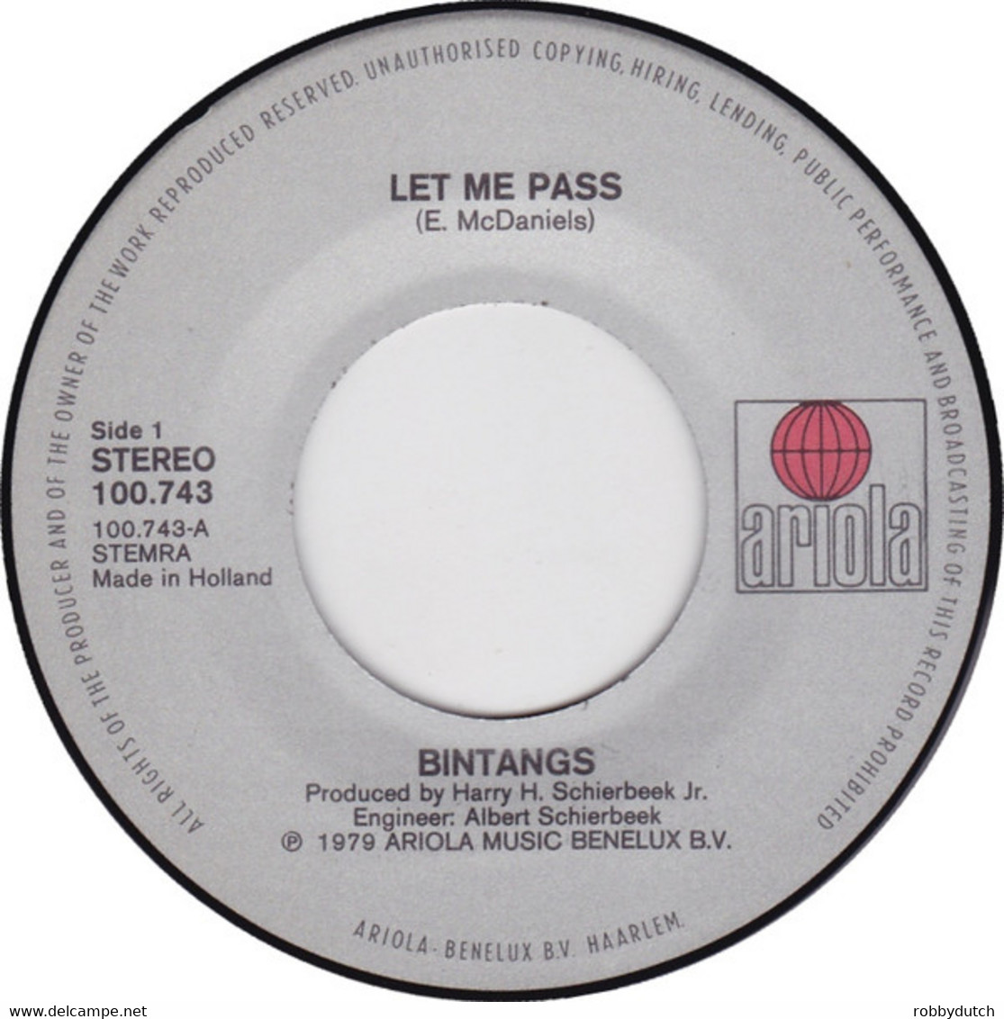 * 7" * BINTANGS - LET ME PASS (Holland 1979) - Blues