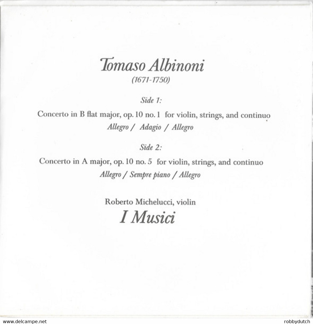 * 7" * Tomaso Albinoni: SEASON'S GREETINGS - I MUSICI / ROBERTO MICHELUCCI (Holland 1969) - Weihnachtslieder