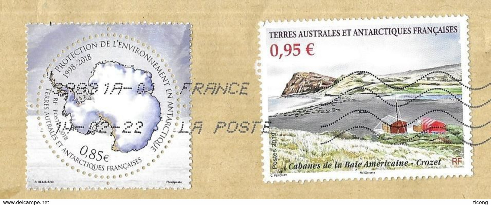 TERRES AUSTRALES ET ANTARCTIQUES FRANCAISES TAAF 2022 - TIMBRES CROZET CABANES AMERICAINES,  PROTECTION ENVIRONNEMENT - Cartas & Documentos