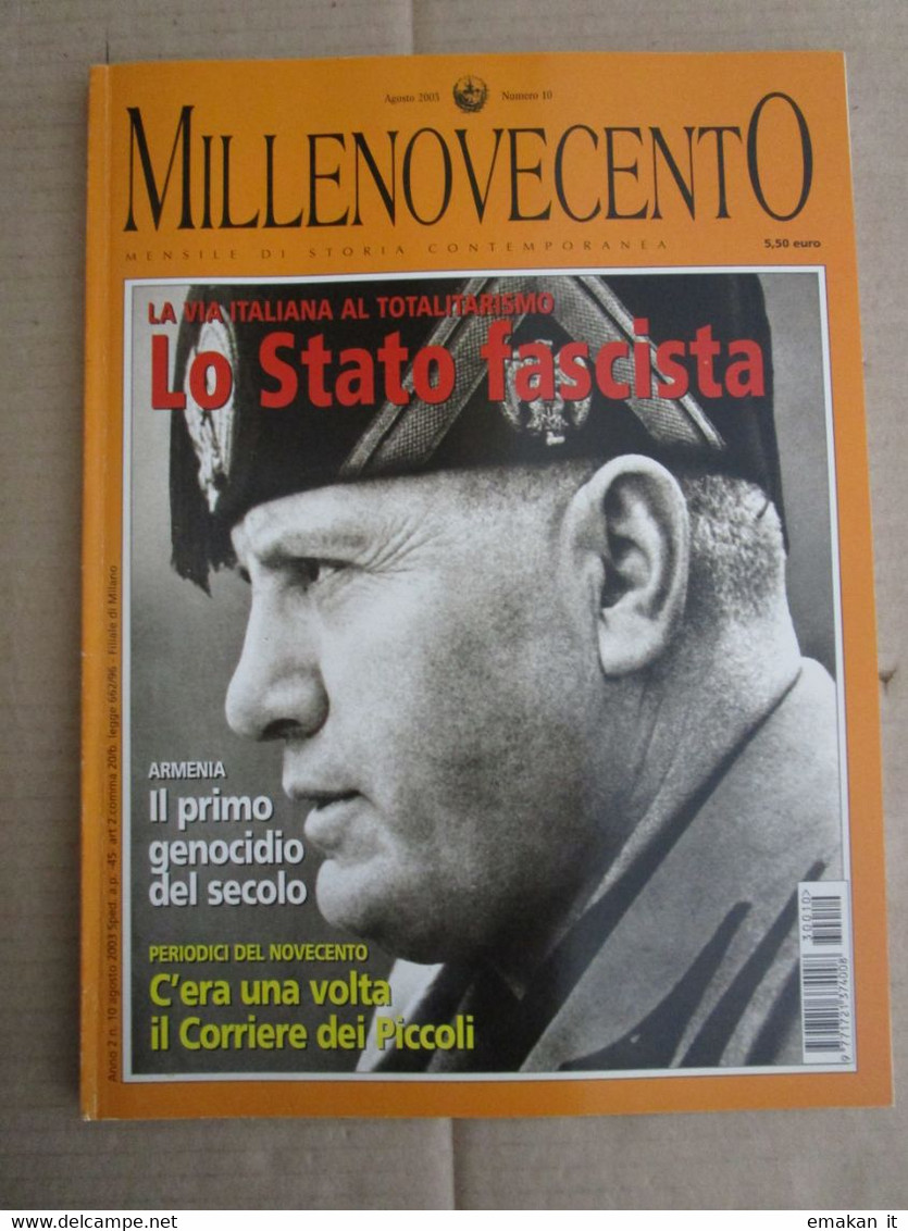 # MILLENOVECENTO N 10- 2003 LO STATO FASCISTA / ARMENIA / FRANCO / FOTO AFRICA / MATA HARI / LIBRO SU AUSCHWITZ - Premières éditions