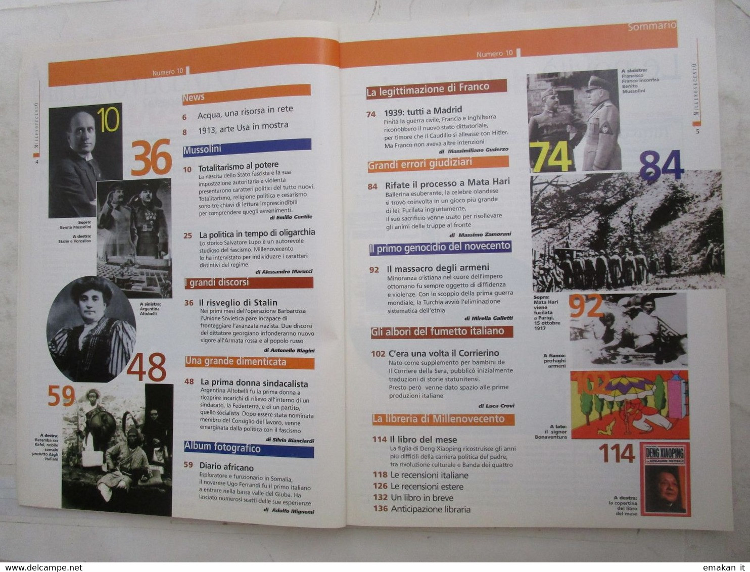 # MILLENOVECENTO N 10- 2003 LO STATO FASCISTA / ARMENIA / FRANCO / FOTO AFRICA / MATA HARI / LIBRO SU AUSCHWITZ - Prime Edizioni