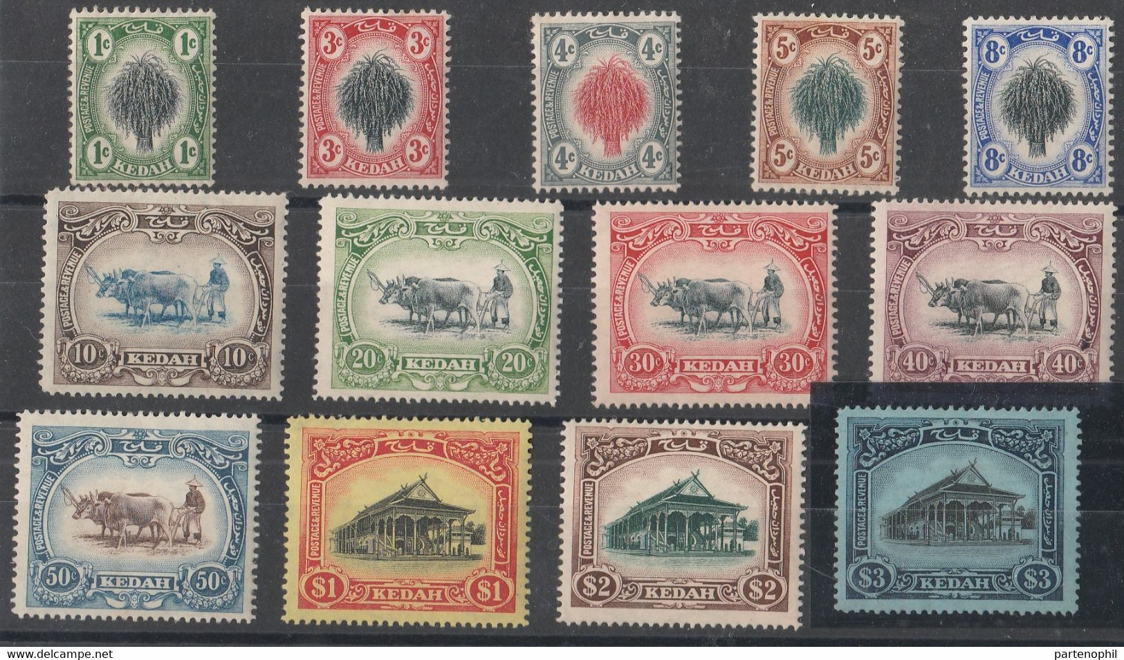 549 Malesya - Kedah  1912 - Soggetti Diversi N. 1/13. MH - Kedah