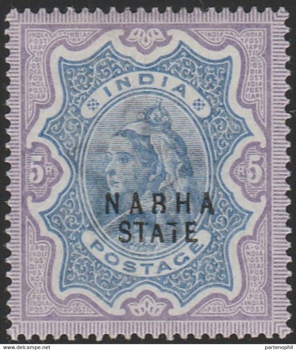 553 Nabha ( India )  1897 - Regina Vittoria 5r. N. 22. MNH - Nabha