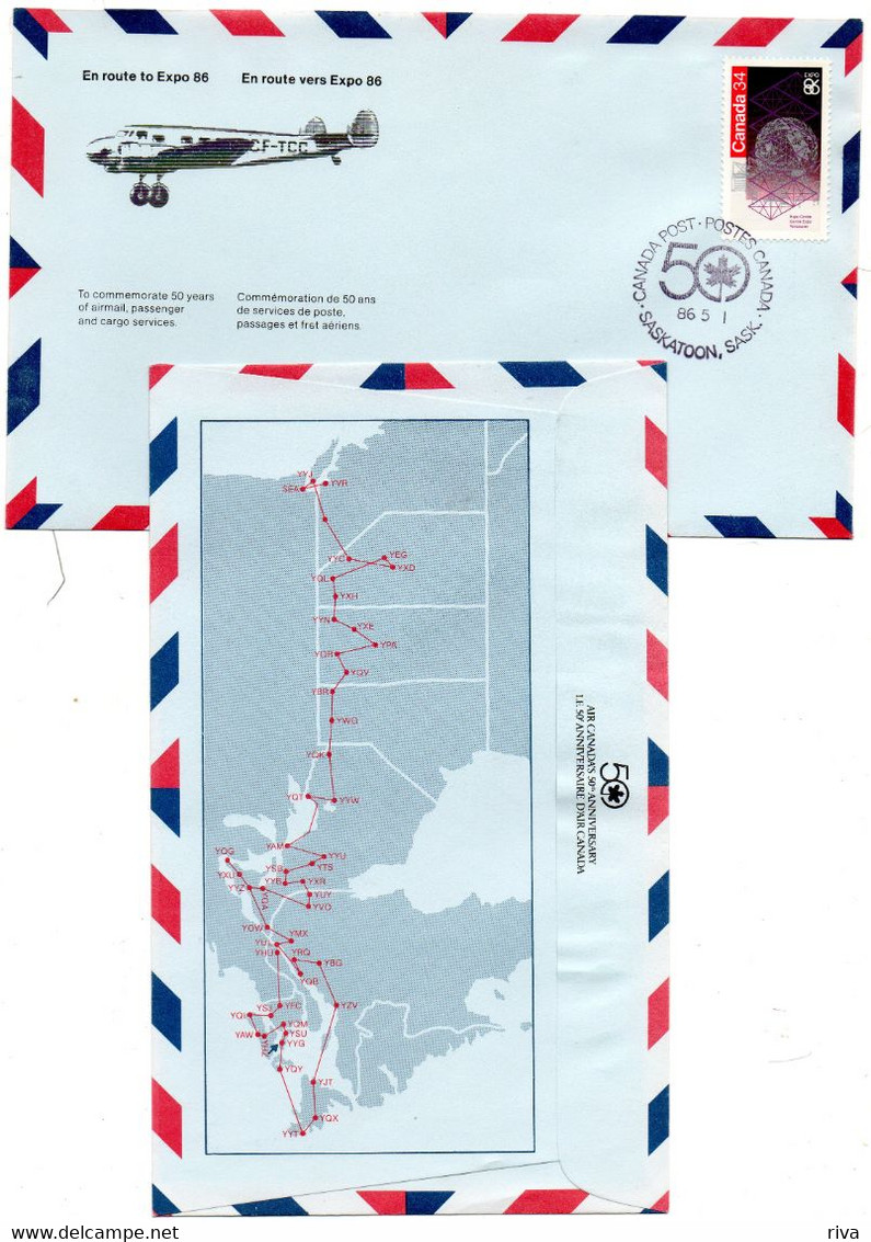 En Route Vers EXPO 86 .( Commémoration De 50 Ans De Service De Poste Passages + Fret ) - Luchtpost: Expres