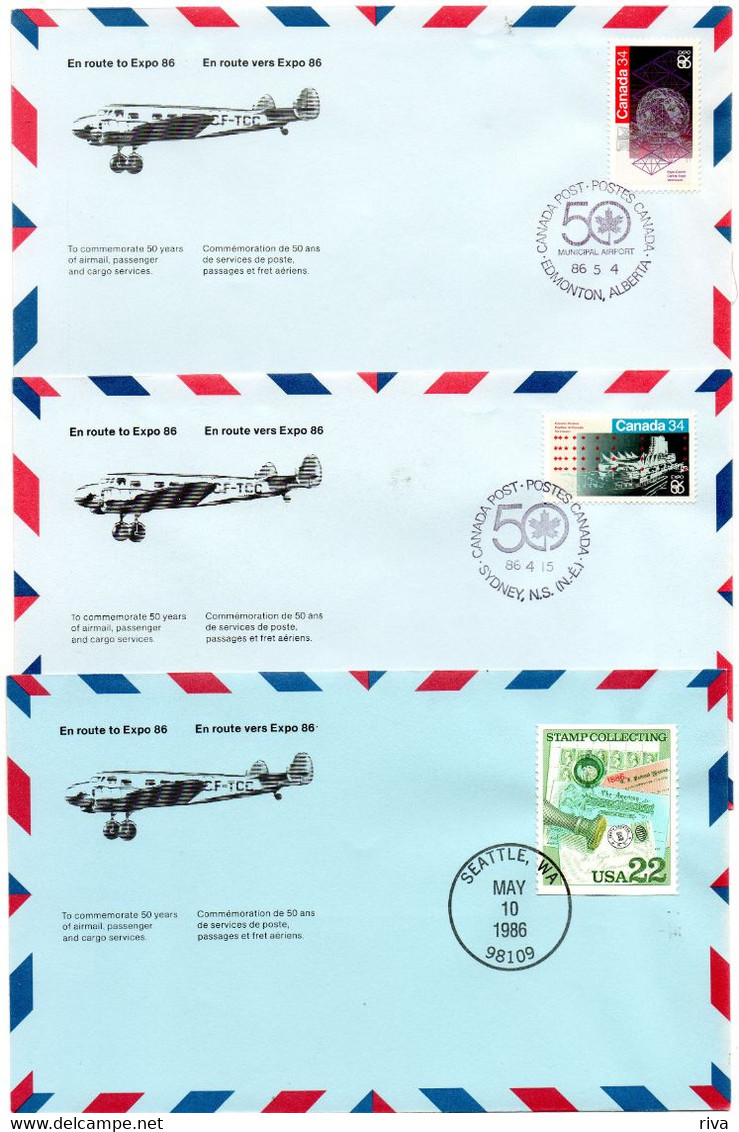 En Route Vers EXPO 86 .( Commémoration De 50 Ans De Service De Poste Passages + Fret ) - Airmail: Special Delivery