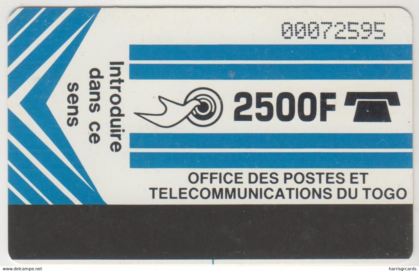 TOGO (Autelca)- Logo 2500 Light Blue , CN: Dashed Zero: "Ø", 2500 U , Used - Togo