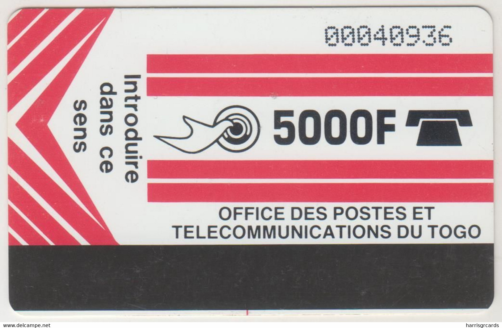 TOGO (Autelca)- Logo 2500 Light Red , CN: Dashed Zero: "Ø", 5000 U , Used - Togo