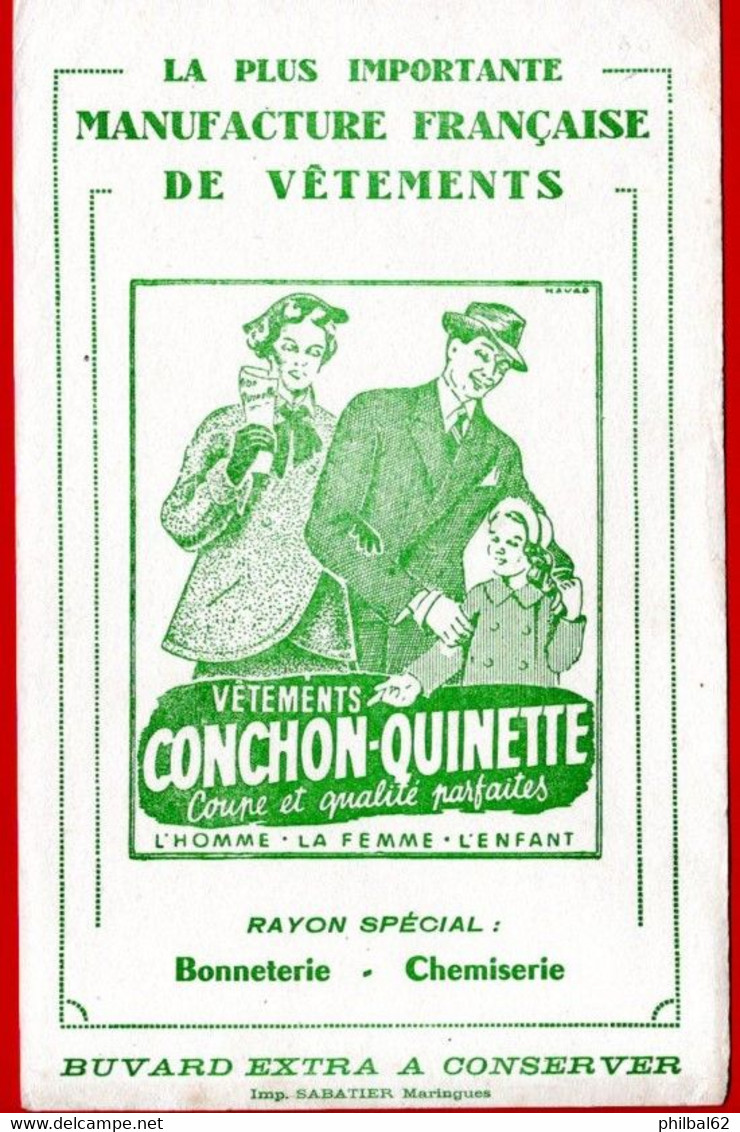 Buvard Conchon-Quinette, Manufacture Française De Vêtements. - Textile & Vestimentaire