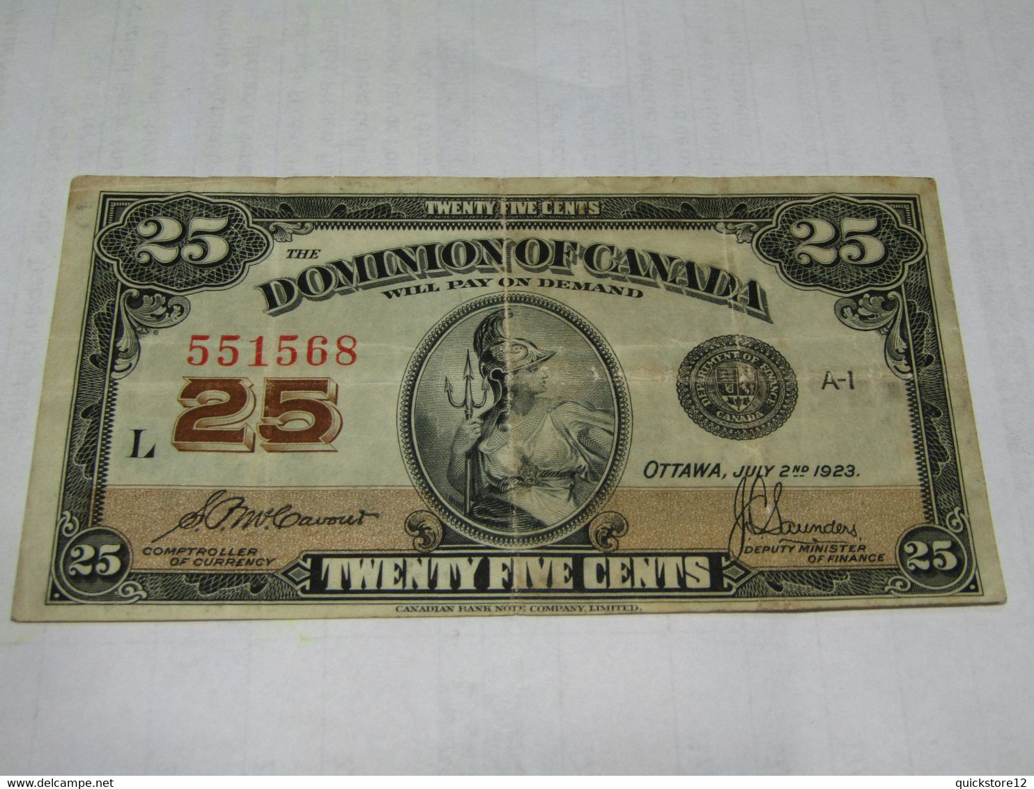 Antiguo Billete Canadiense  Dominion Of Canada 25  - 1144 - Canada