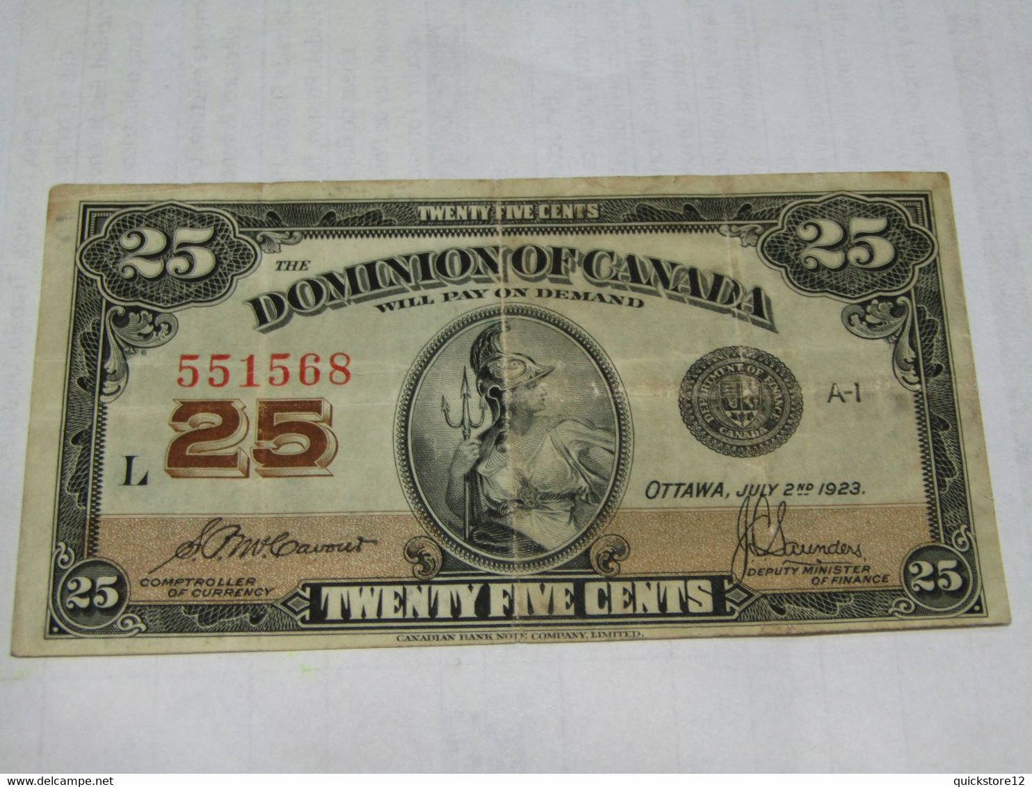 Antiguo Billete Canadiense  Dominion Of Canada 25  - 1144 - Canada
