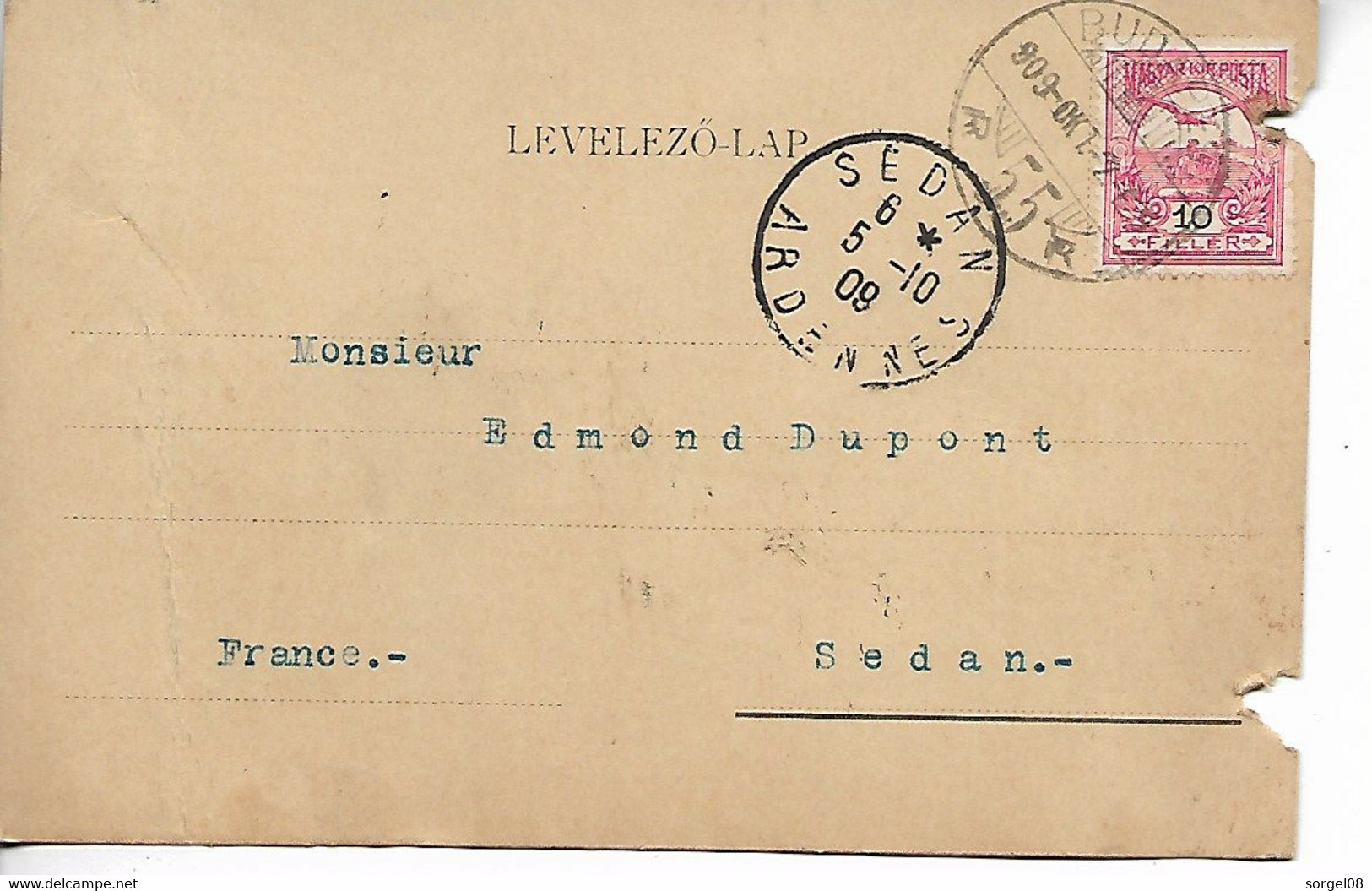 BUDAPEST Hongrie CAD BUDAPEST 55 / 10 Filler Sur Carte Commerciale SCHENKER 1908 - Marcophilie