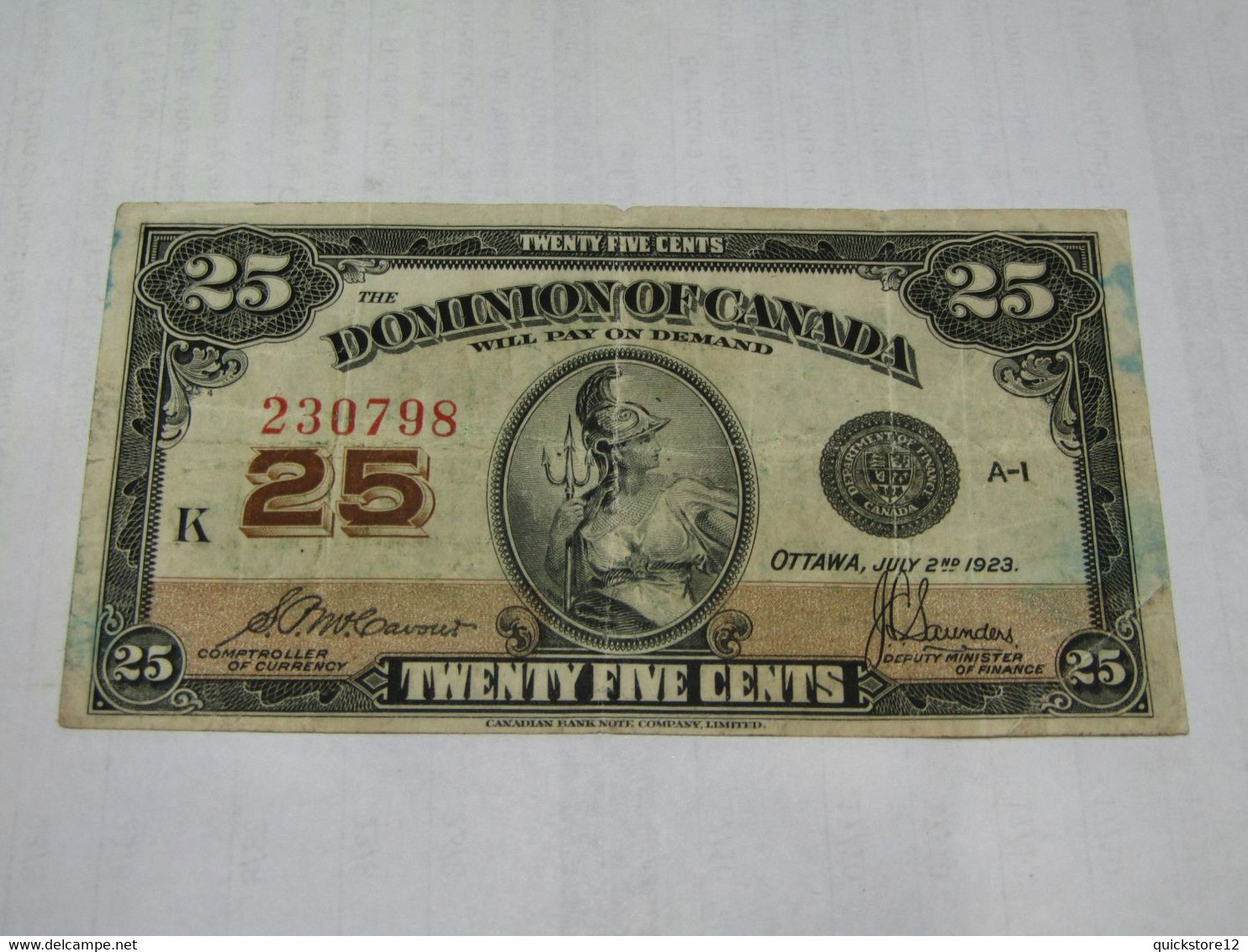 Antiguo Billete Canadiense  Dominion Of Canada 25  - 1145 - Canada