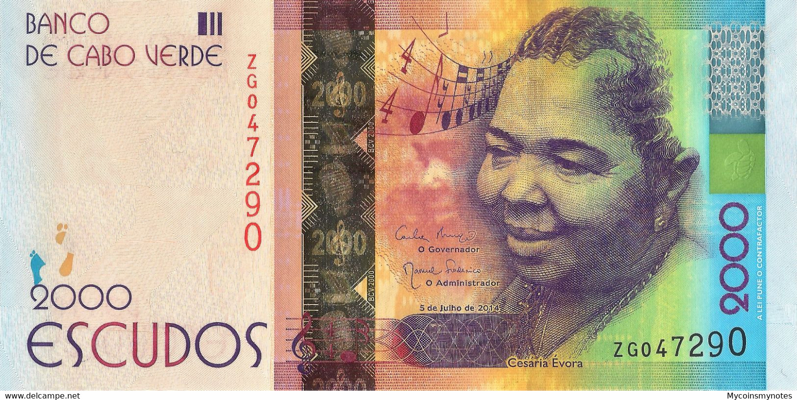 CAPE VERDE 2000 Escudos From 2014, P74, "Z" Replacement Banknote, UNC - Capo Verde