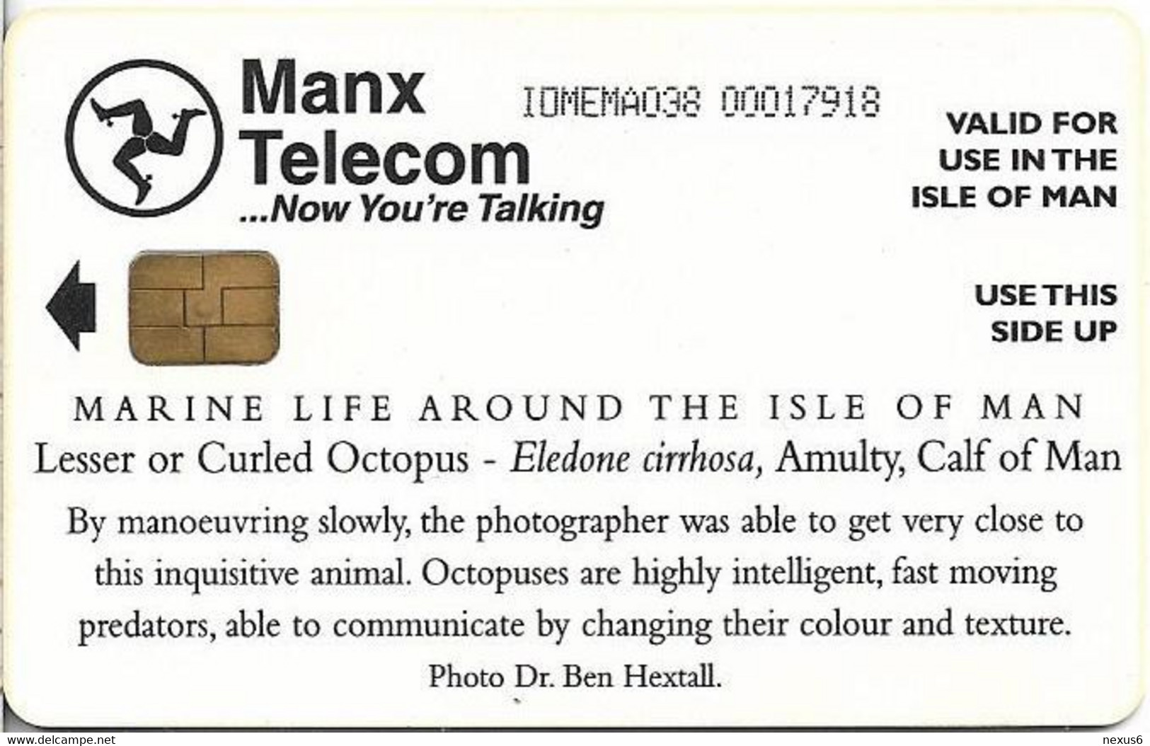 Isle Of Man - Chip - Marine Life - Curled Octopus - 21U, 2000, 20.000ex, Used - Man (Isle Of)