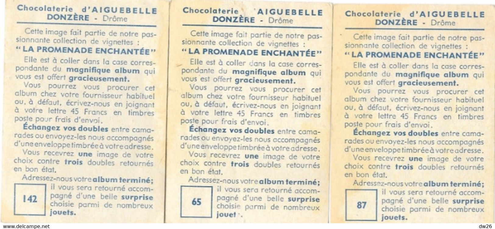 Lot De 3 Etiquettes Publicitaire Chocolat Aiguebelle - Série La Promenade Enchantée (n° 65, 87, 142) - Chocolat