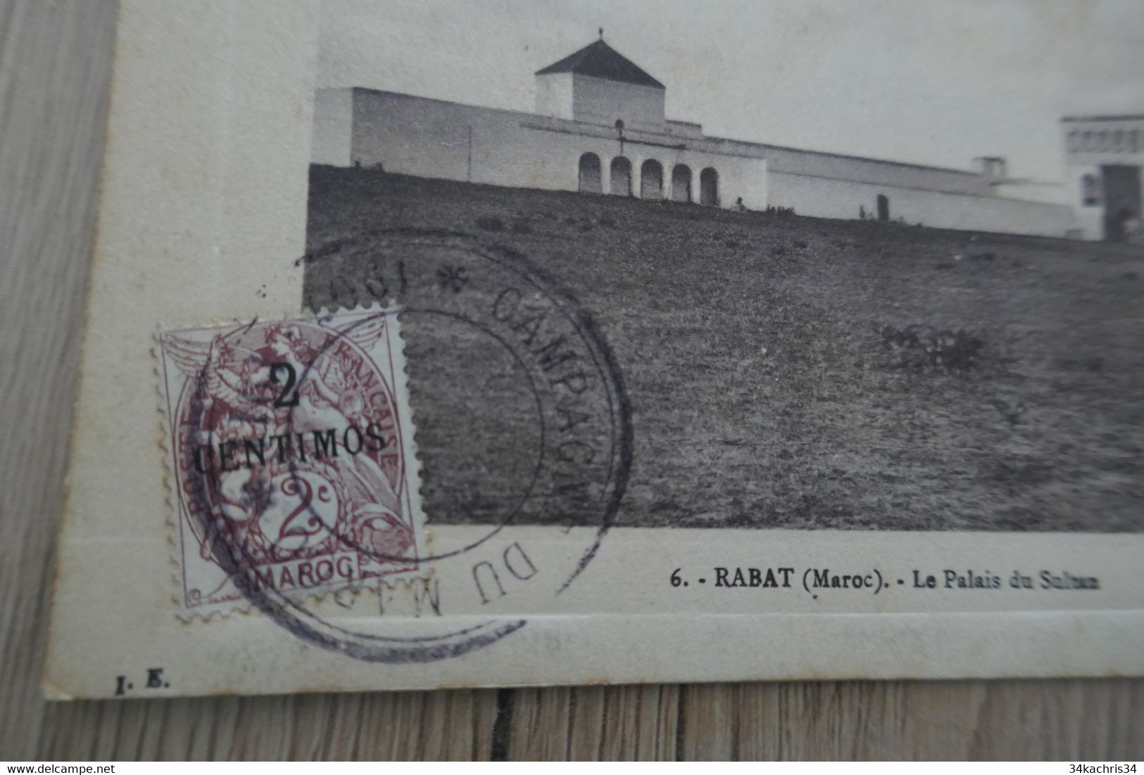 Sur CPA Rabat Palais Du Sultan  Cachet Bleu Campagne Du Maroc 1907/1911 Sur TP Surchargé - Covers & Documents