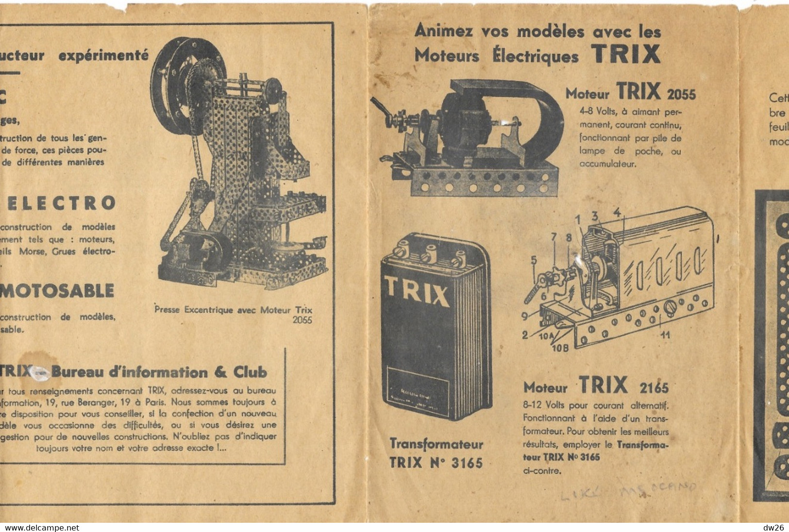 Livret Jeu De Bricolage: Trix I (type Meccano) Dépliant 6 Volets Avec Objets à Construire - Do-it-yourself / Technical