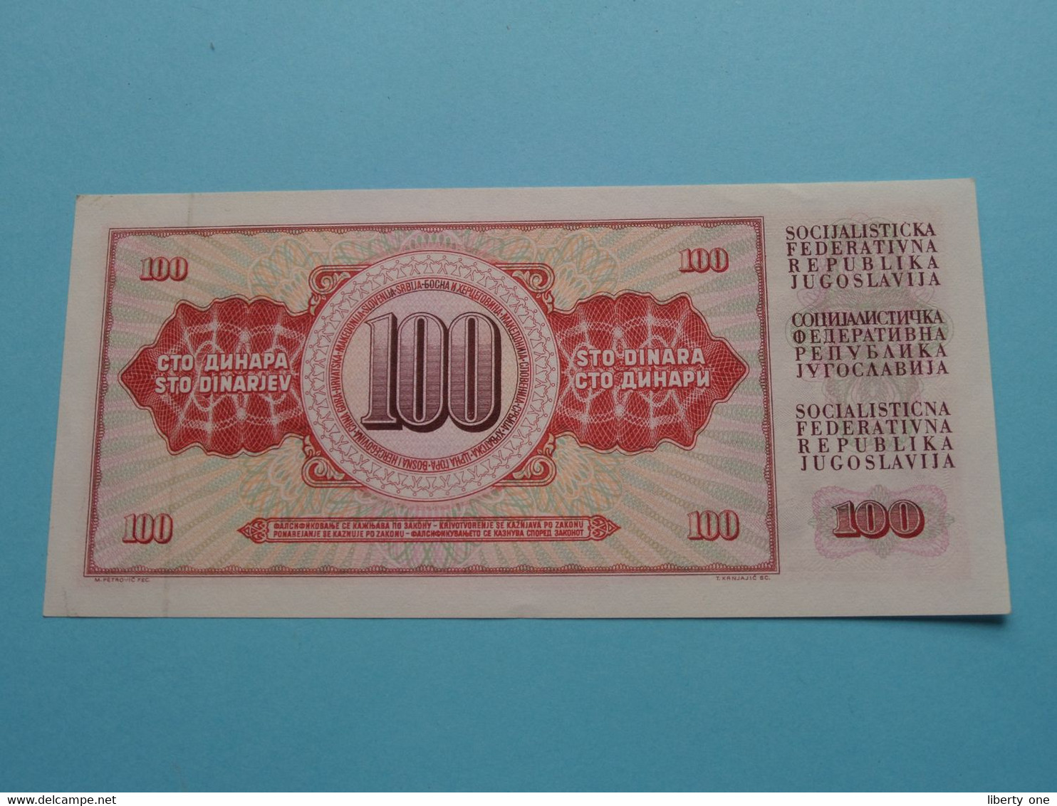 100 Dinara ( CM6310178 ) Jugoslavije - Beograd 16-5-1986 ( For Grade See SCANS ) UNC ! - Yugoslavia