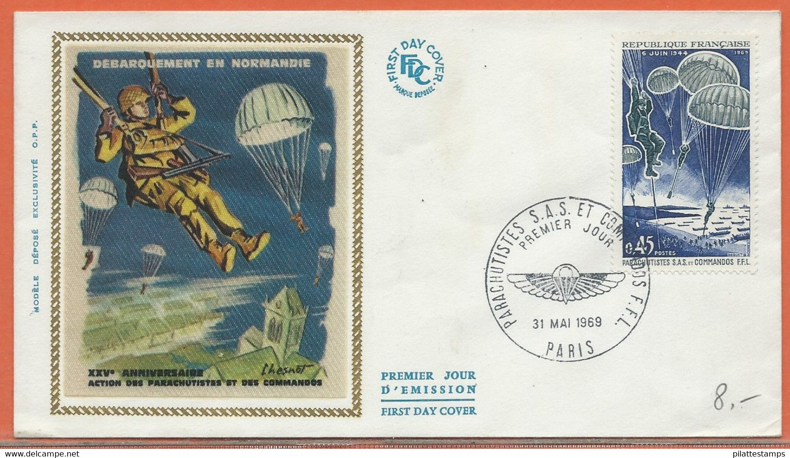 SPORT PARACHUTE PLANEUR FRANCE LETTRE FDC DE 1969 - Parachutespringen