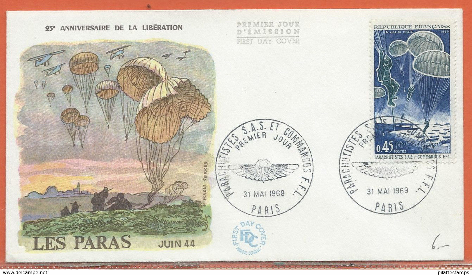 SPORT PARACHUTE PLANEUR FRANCE LETTRE FDC DE 1969 - Parachutisme