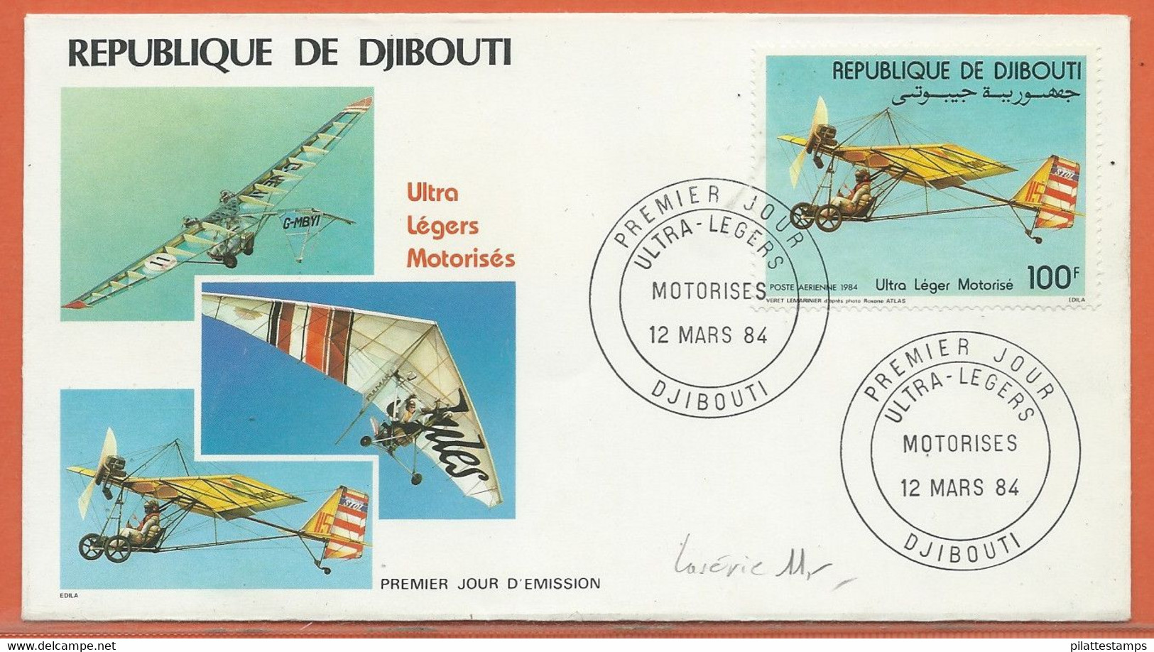 SPORT PARACHUTE PLANEUR DJIBOUTI 3 LETTRES FDC DE 1984 - Parachutisme