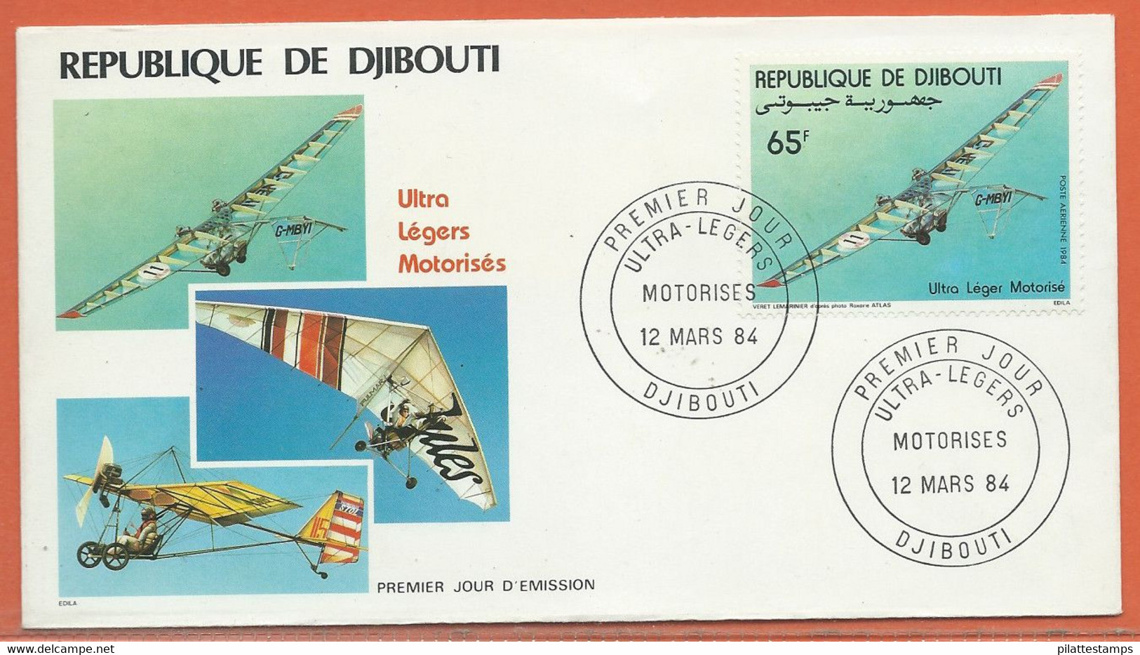 SPORT PARACHUTE PLANEUR DJIBOUTI 3 LETTRES FDC DE 1984 - Parachutting