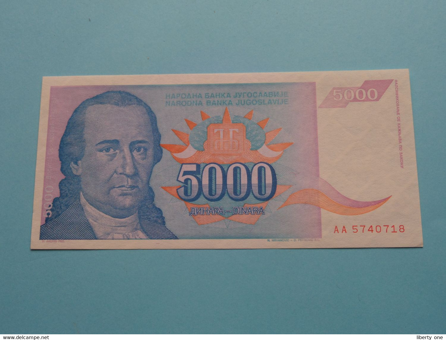 5000 Dinara ( AA 5740718 ) Jugoslavije - 1994 ( For Grade See SCANS ) UNC ! - Yougoslavie