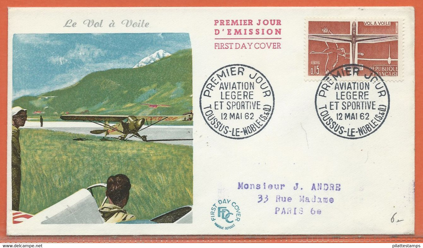 SPORT PARACHUTE PLANEUR FRANCE LETTRE FDC DE 1962 - Parachutisme