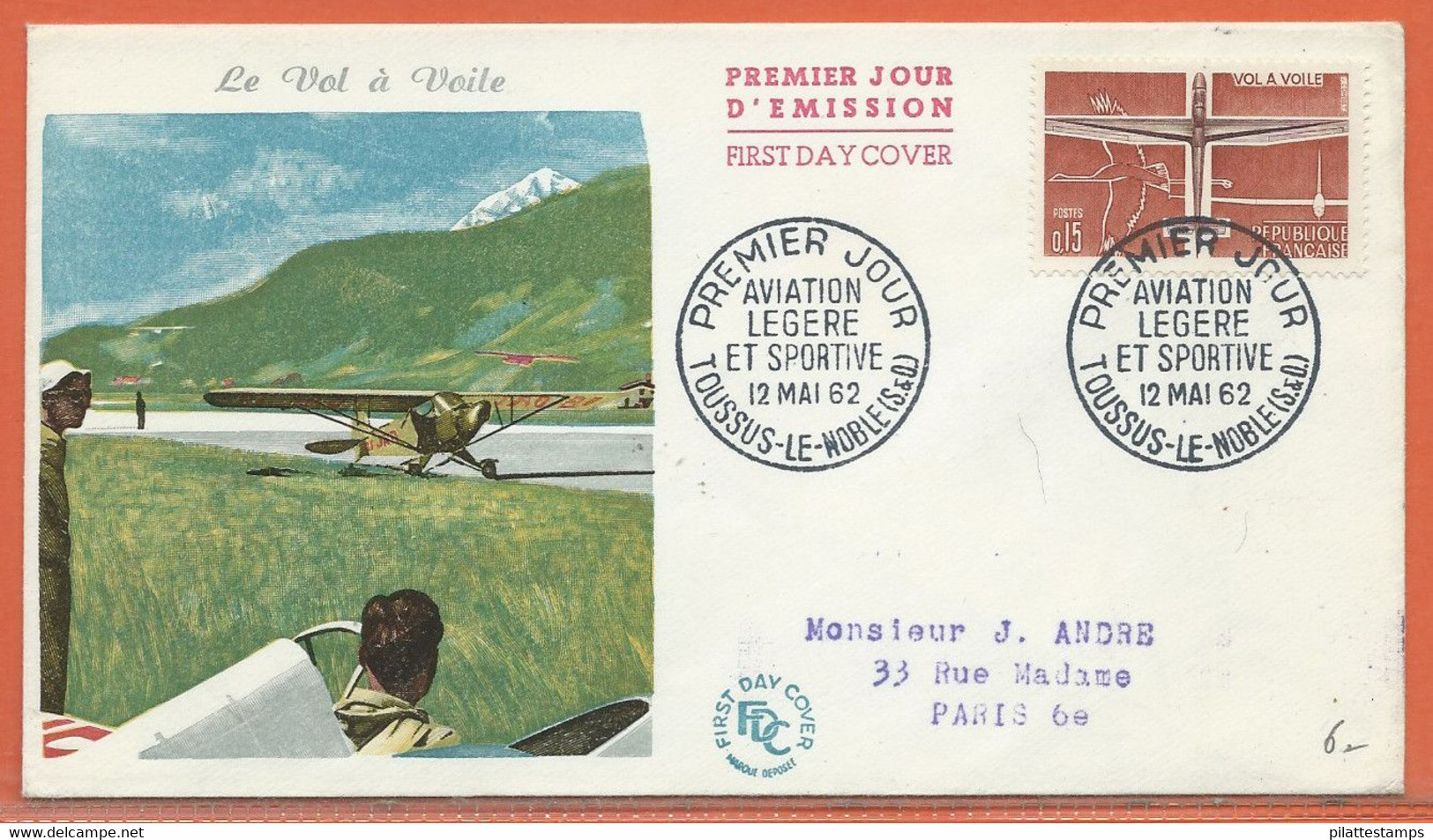 SPORT PARACHUTE PLANEUR FRANCE LETTRE FDC DE 1962 - Parachutting