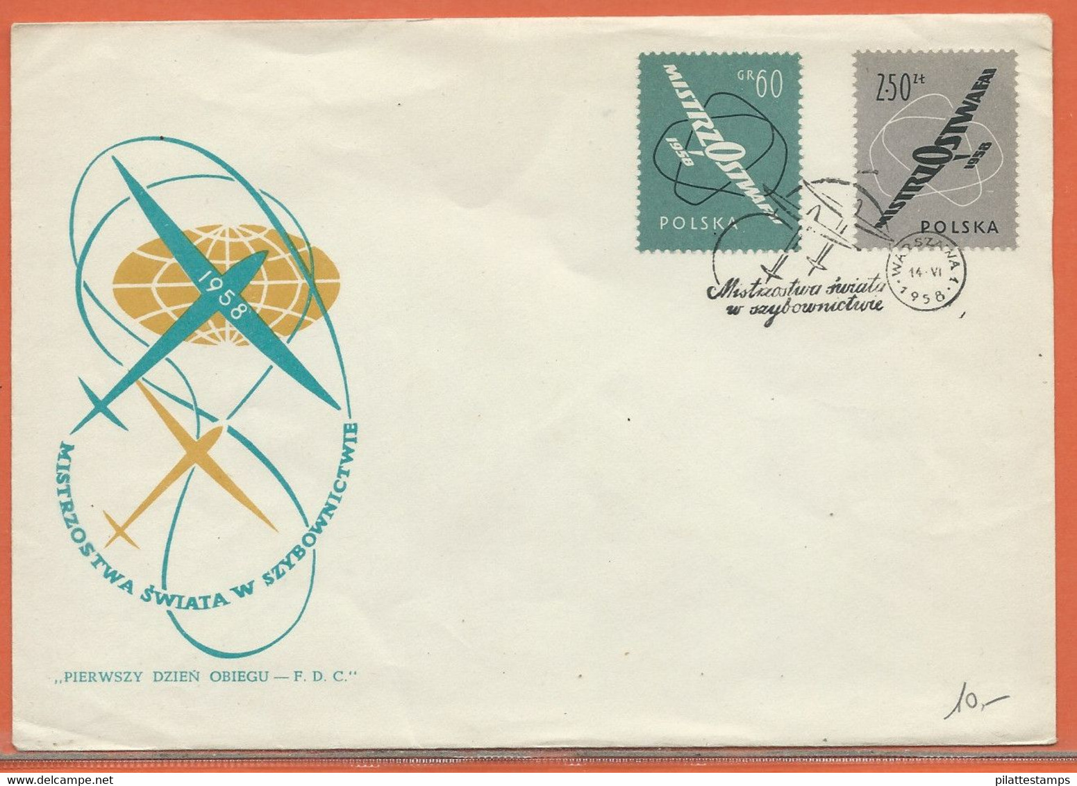 SPORT PARACHUTE PLANEUR POLOGNE LETTRE FDC DE 1958 - Parachutespringen