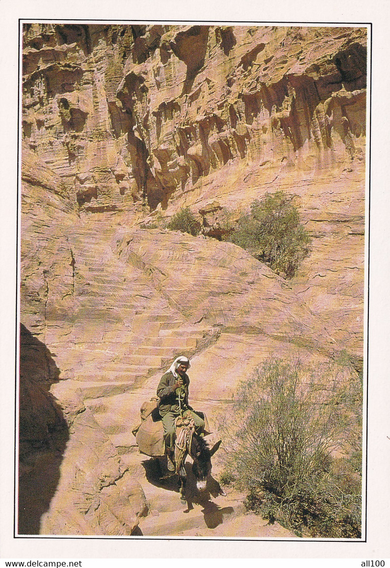 A19615 - JORDAN JORDANIE EL DEIR CHEMIN TAILLE DANS LA ROCHE MONASTERY ROAD IN THE ROCKS POST CARD UNUSED PHOTO S HELD - Jordanie