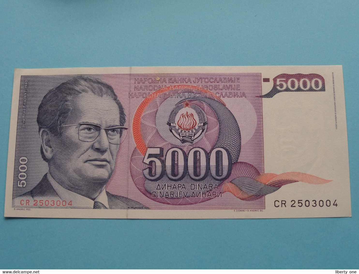 5000 Dinara ( CR2503004 ) Jugoslavije - 1/5/1985 ( For Grade See SCANS ) UNC ! - Jugoslawien