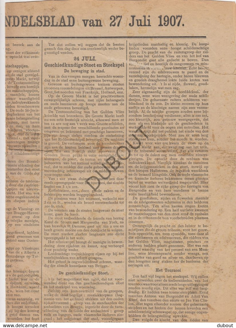 Brugge/Zeebrugge - Brugs Handelsblad - 1907  (V1819) - Informations Générales