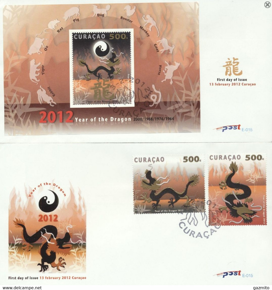 Curacao 2012, Year Of The Dragon, 2FDC - Astrologie