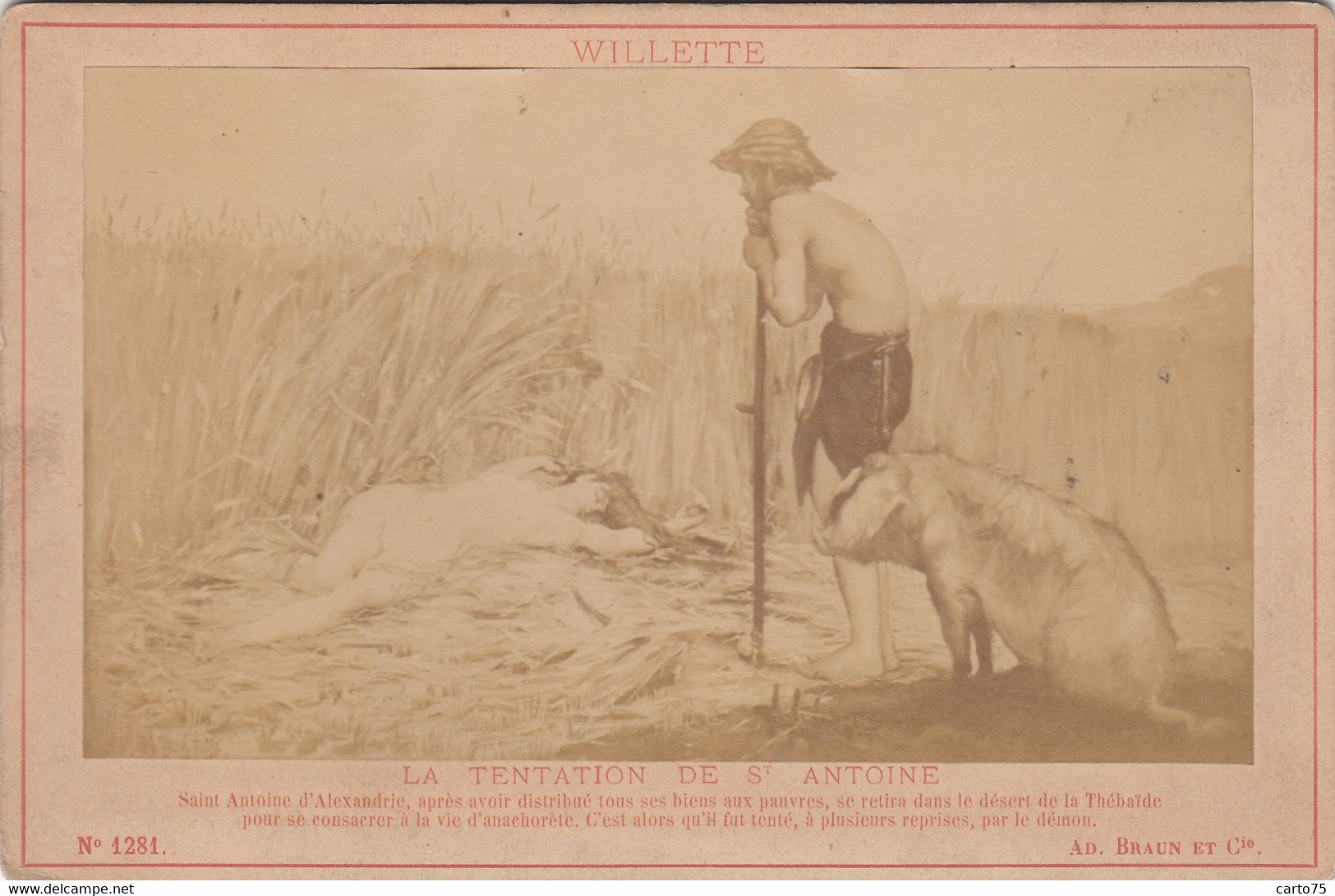 Illustrateurs - Peintre Willette - Photographie Fin XIXème - La Tentation De Saint-Antoine - Femme Nue - Cochon - Wilette