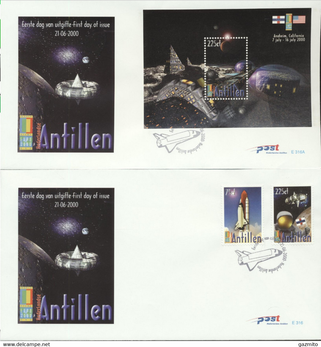 Netherlands Antilles 2000, Space, Philaexpo 2000, 2FDC - Zuid-Amerika