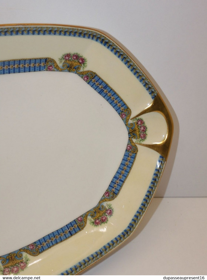 * GRAND PLAT FORME OVALE PORCELAINE LIMOGES JB France (JEAN BOYER) Dorures  E - Limoges (FRA)